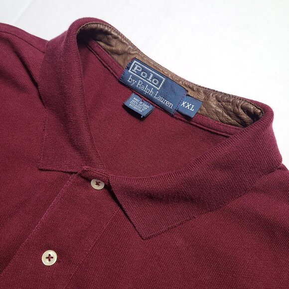 Vintage Polo Ralph Lauren LS Top Men's 2XL Dual Match Big Pony Leather Polo - Picture 6 of 11